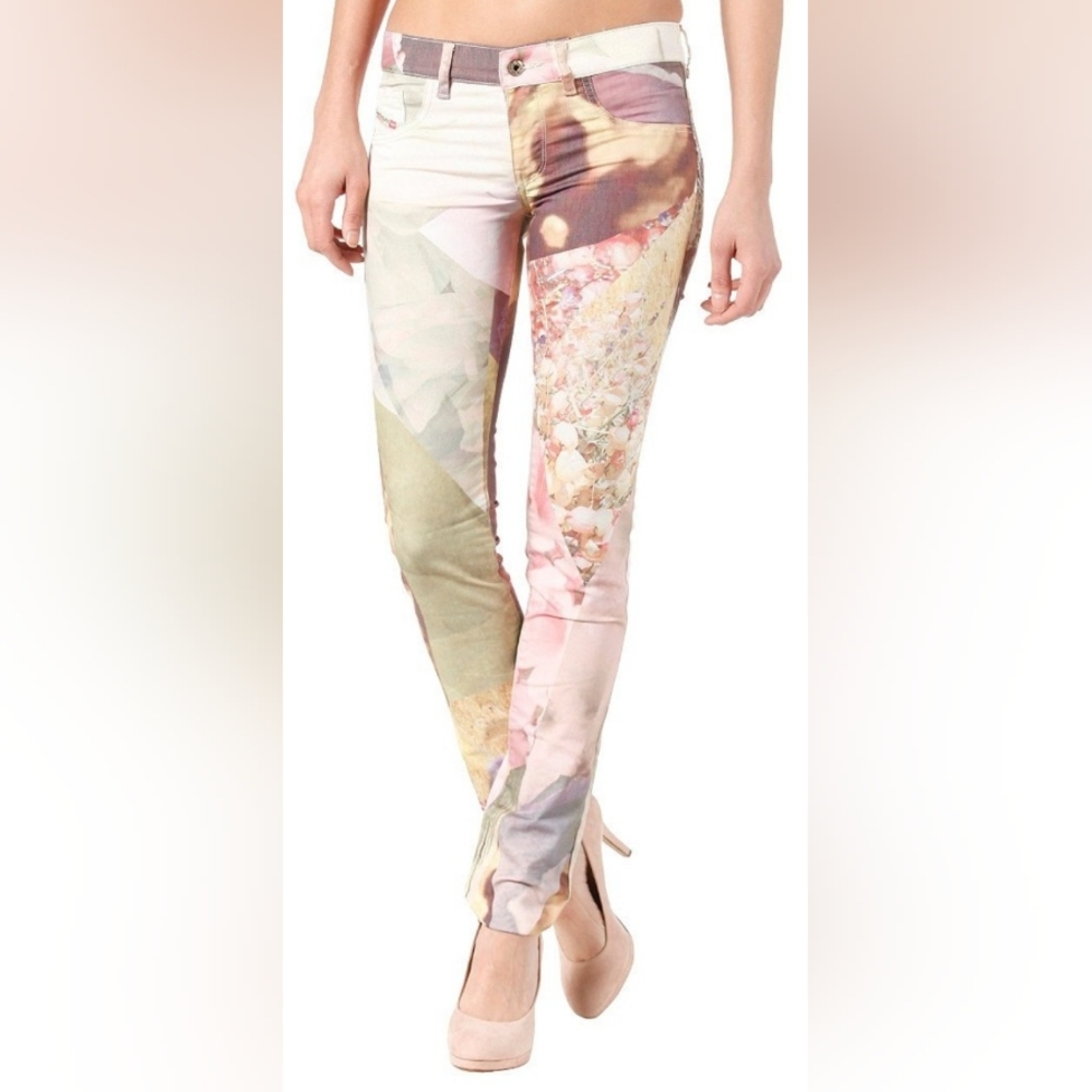 Vintage DIESEL LIVIER SP Super Slim Jegging Women Size W27 Abstract Multicolor